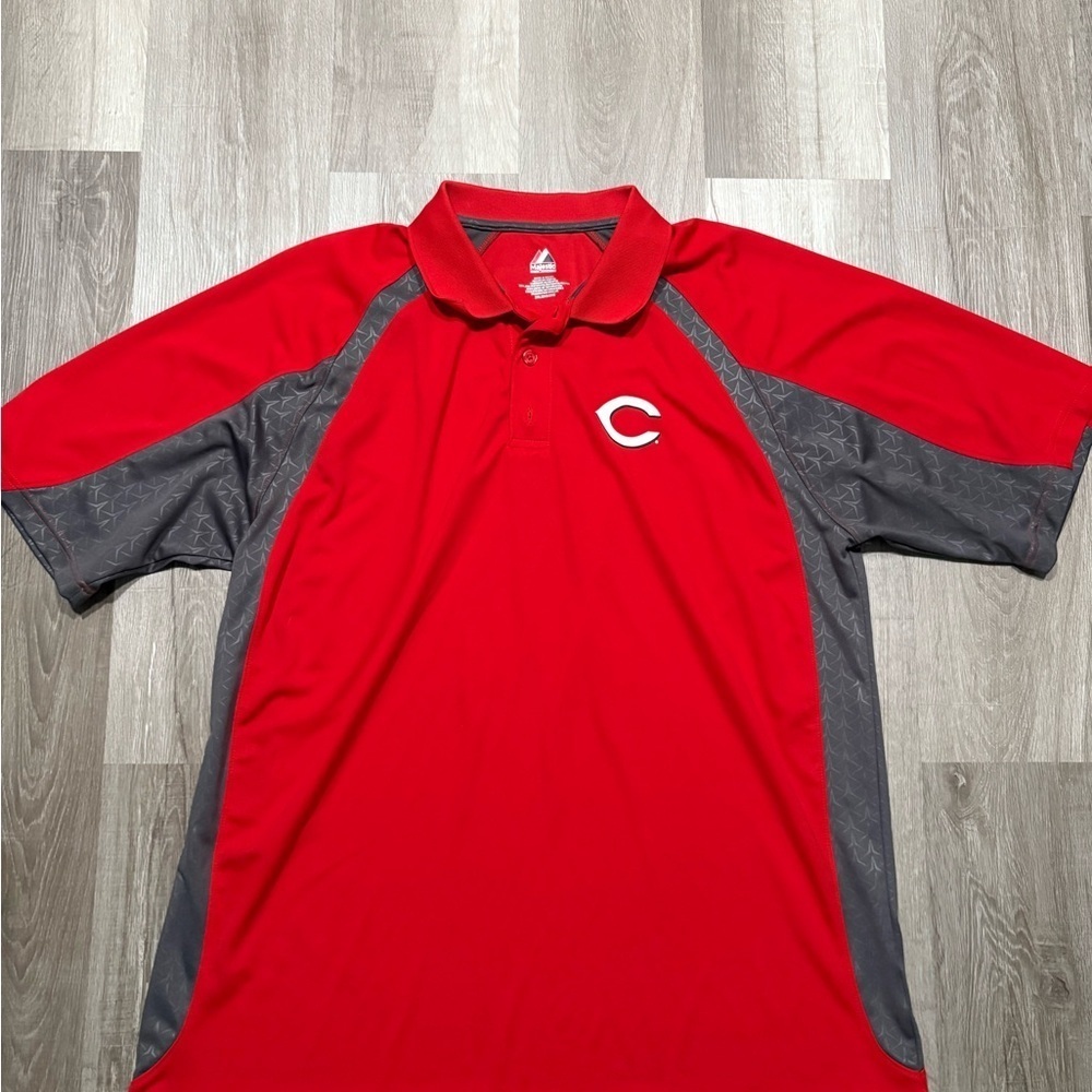 Majestic Red and Gray Men's Polo Shirt